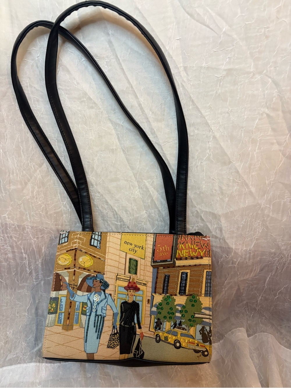 Vintage Y2K NYC Scene Shoulder Bag Embroidered Novelty Purse Frankie & Johnnie